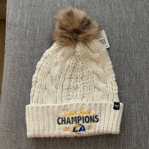 Women ‘47 Cream LA Rams Pom Knit Beanie